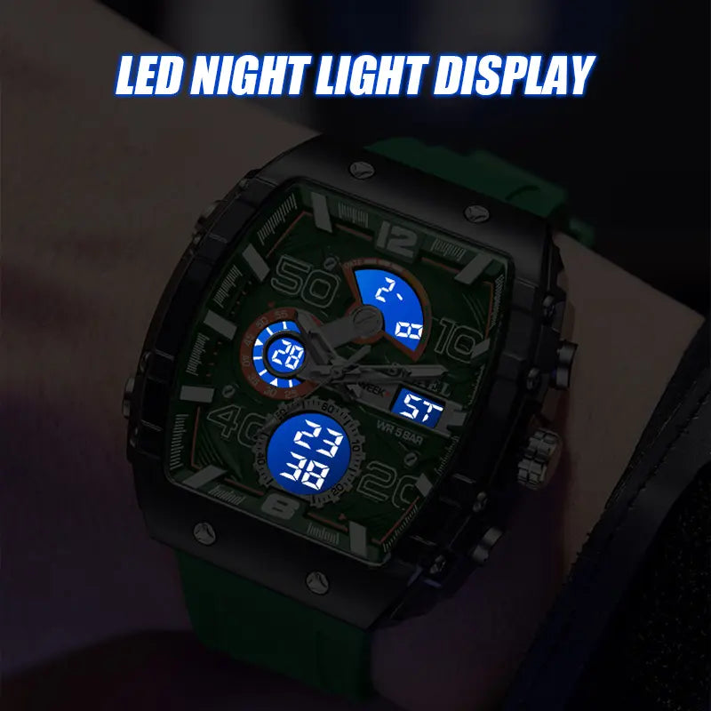 【Summervibes】Men'S Luxury Sport Watch ,Waterproof Dual-Display Wristwatch | Stylish Gift for Him Adjustable Tool Included