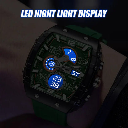 【Summervibes】Men'S Luxury Sport Watch ,Waterproof Dual-Display Wristwatch | Stylish Gift for Him Adjustable Tool Included