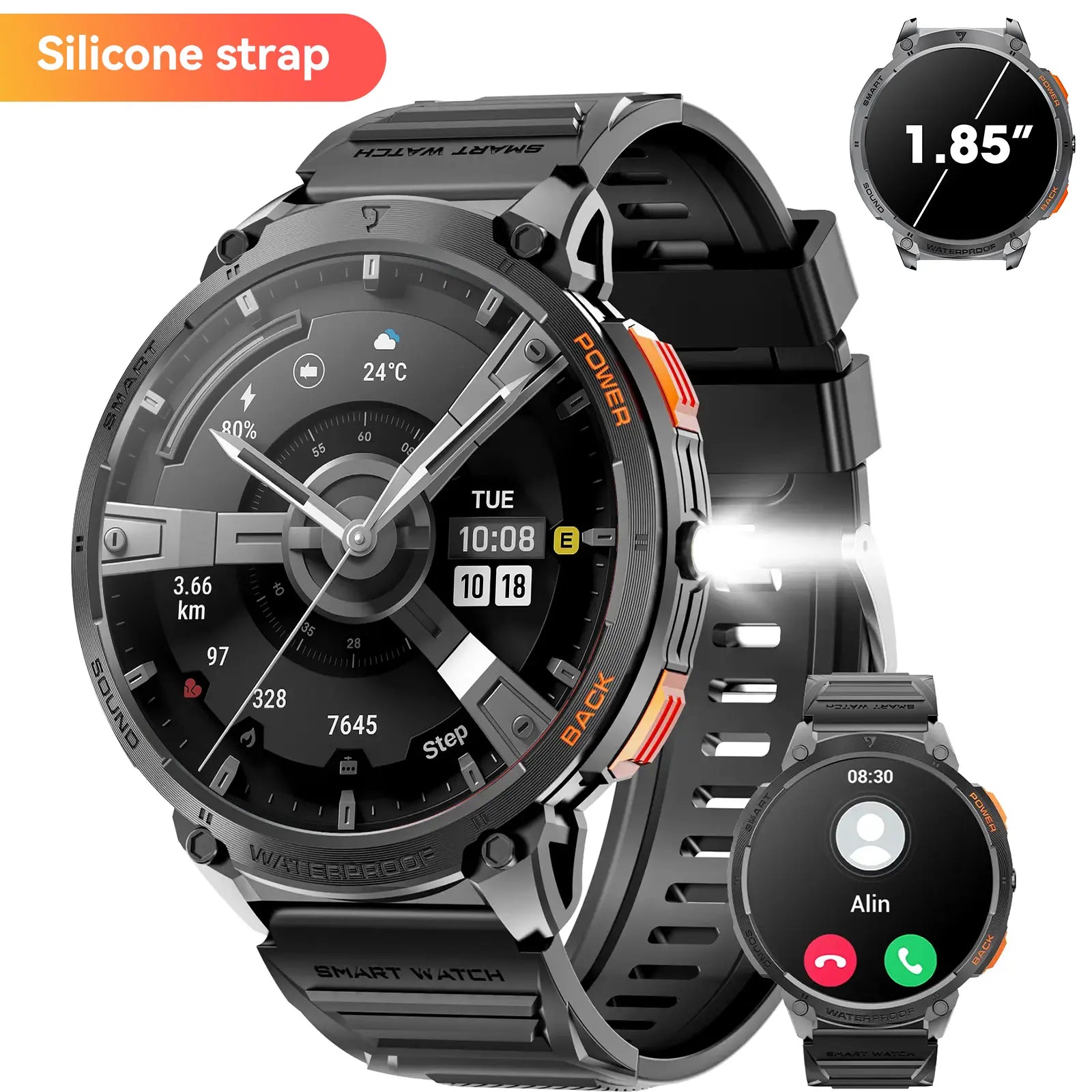 Multifunctional Smart Watch, Fashionable 1.85" round HD Digital Watch with Make/Answer Call, Waterproof Sports Watch, Sports Tracking Smartwatch for Women & Men, Men'S Tech Gadgets 2024, Cyber