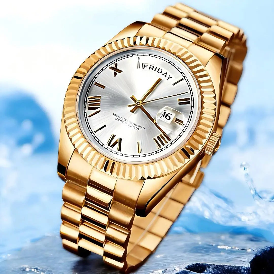 Classic Men'S Business Quartz Wristwatch round Dial with Date, Elegant All-Match Watch with Gift Box, Perfect Gift for Daily and Party