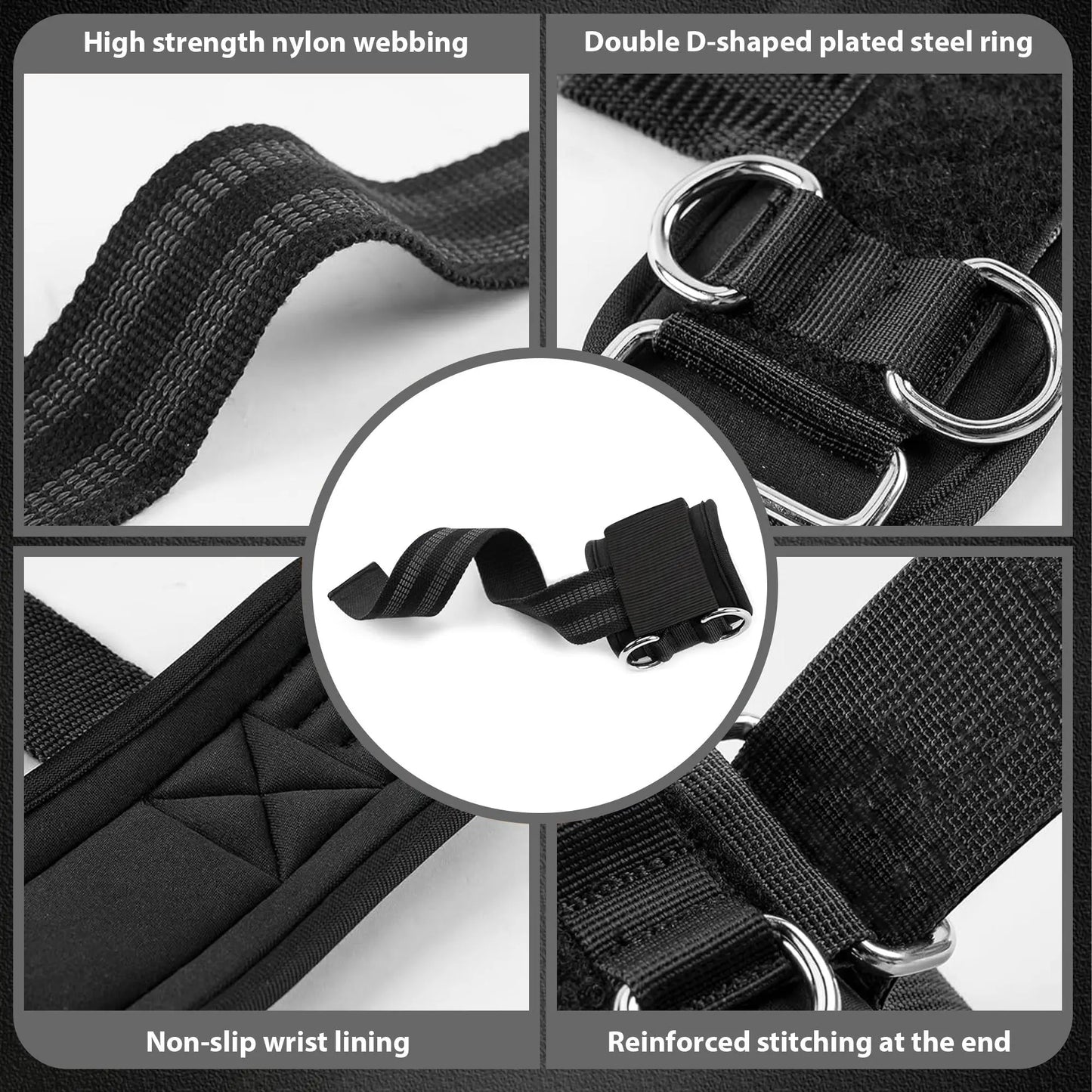 Non‑Slip Weightlifting Wrist Straps with D Rings | Neoprene Padded Lifting Wrist Wraps for Gym, Deadlifts & Cable Workouts for Men & Women