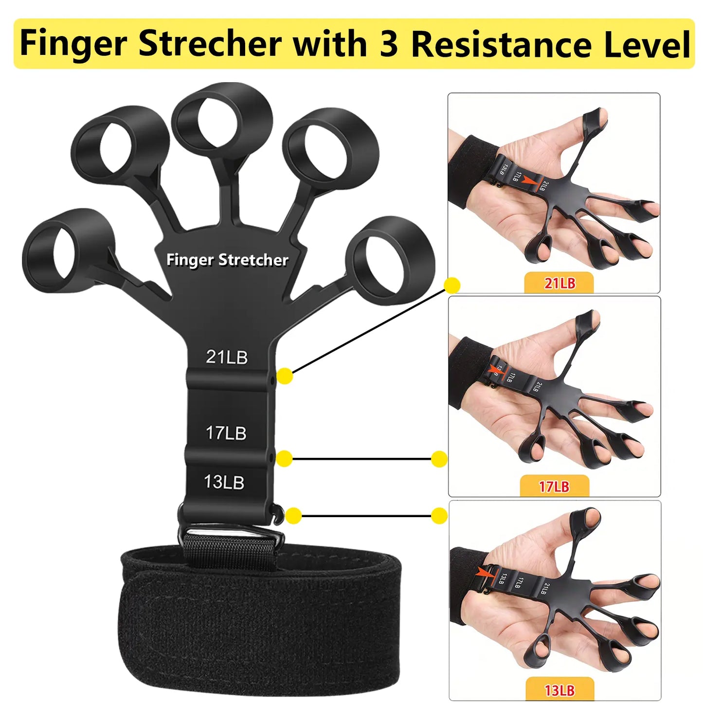 Hand Grip Strengthener 5Pcs, Grip Strength Trainer, Adjustable Forearm Gripper(11-132Lb), Finger Stretcher(13,17,21Lb), Hand Strength Ring(30, 50Lb) and Finger Exerciser(4Lb)