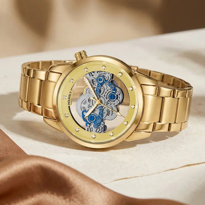 Swiss Quality Skeleton Luxury Timepiece Watch for Men Double Sided Hollow Dial with Luminous Hands Fashion Sport Luxury Timepiece