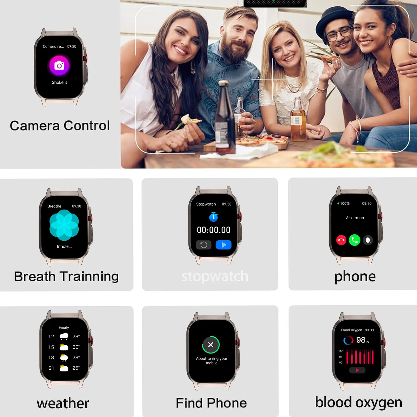 [Live Special Gift] Buy 1 Get 1,– 2.02" HD Smartwatch, Bluetooth Calling, Health Tracker + Free Straps