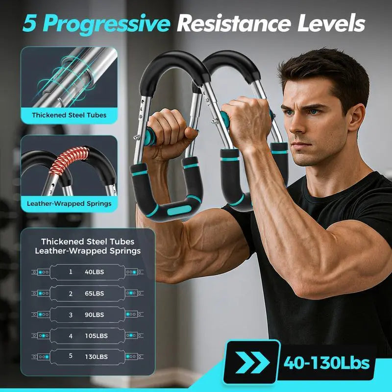 Arm Trainer, 60-120Lb Adjustable Chest Workout Equipment, Arm Trainer, Arm Strength Trainer, Portable Power Twister Bar,Portable Spring Resistance for Home Workout Equipment Weightifting Straps