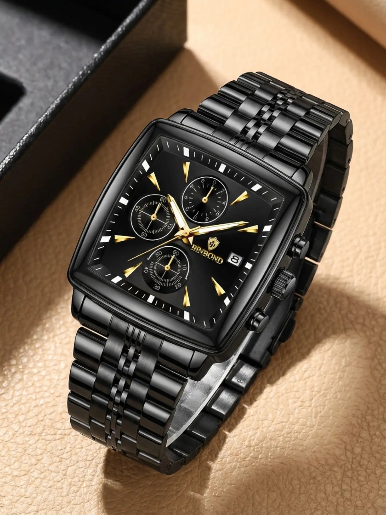 Men'S Fashion High-End Wristwatch Multi-Function Timer Steel Band Business Casual Quartz Movement Watch Gift