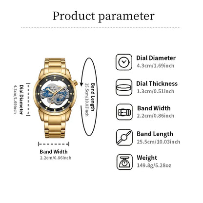 Swiss Quality Skeleton Luxury Timepiece Watch for Men Double Sided Hollow Dial with Luminous Hands Fashion Sport Luxury Timepiece