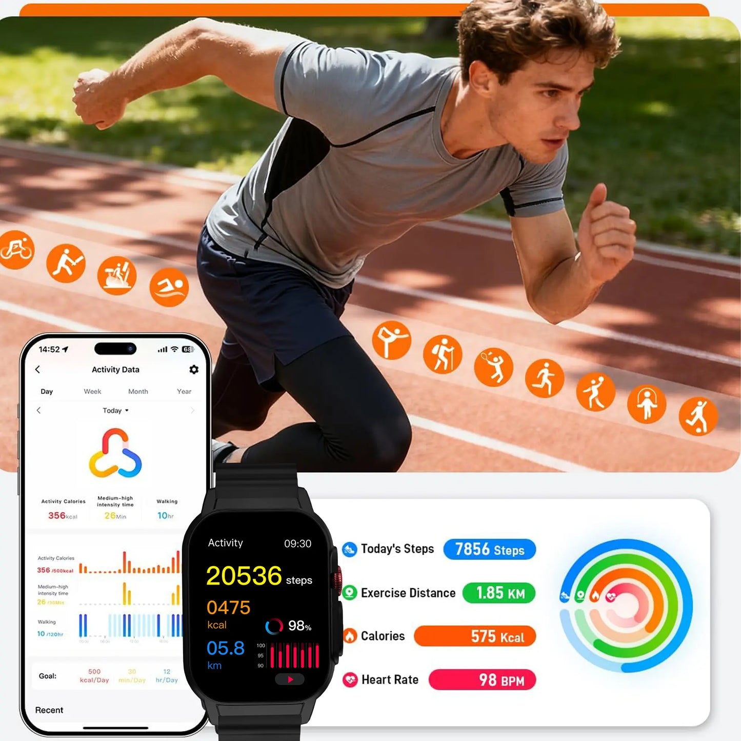 [Live Special Gift] Buy 1 Get 1,– 2.02" HD Smartwatch, Bluetooth Calling, Health Tracker + Free Straps