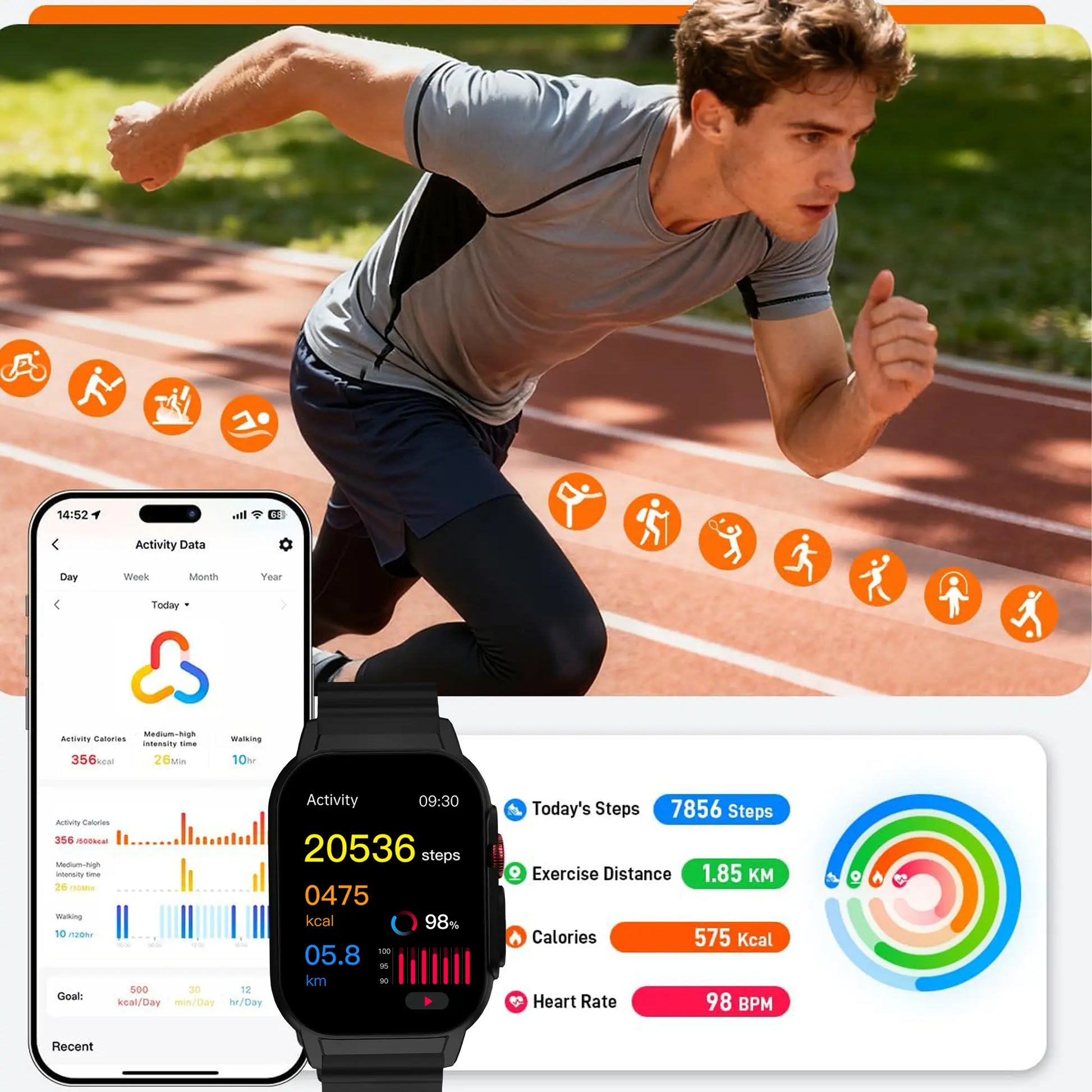 [Live Special Gift] Buy 1 Get 1,– 2.02" HD Smartwatch, Bluetooth Calling, Health Tracker + Free Straps