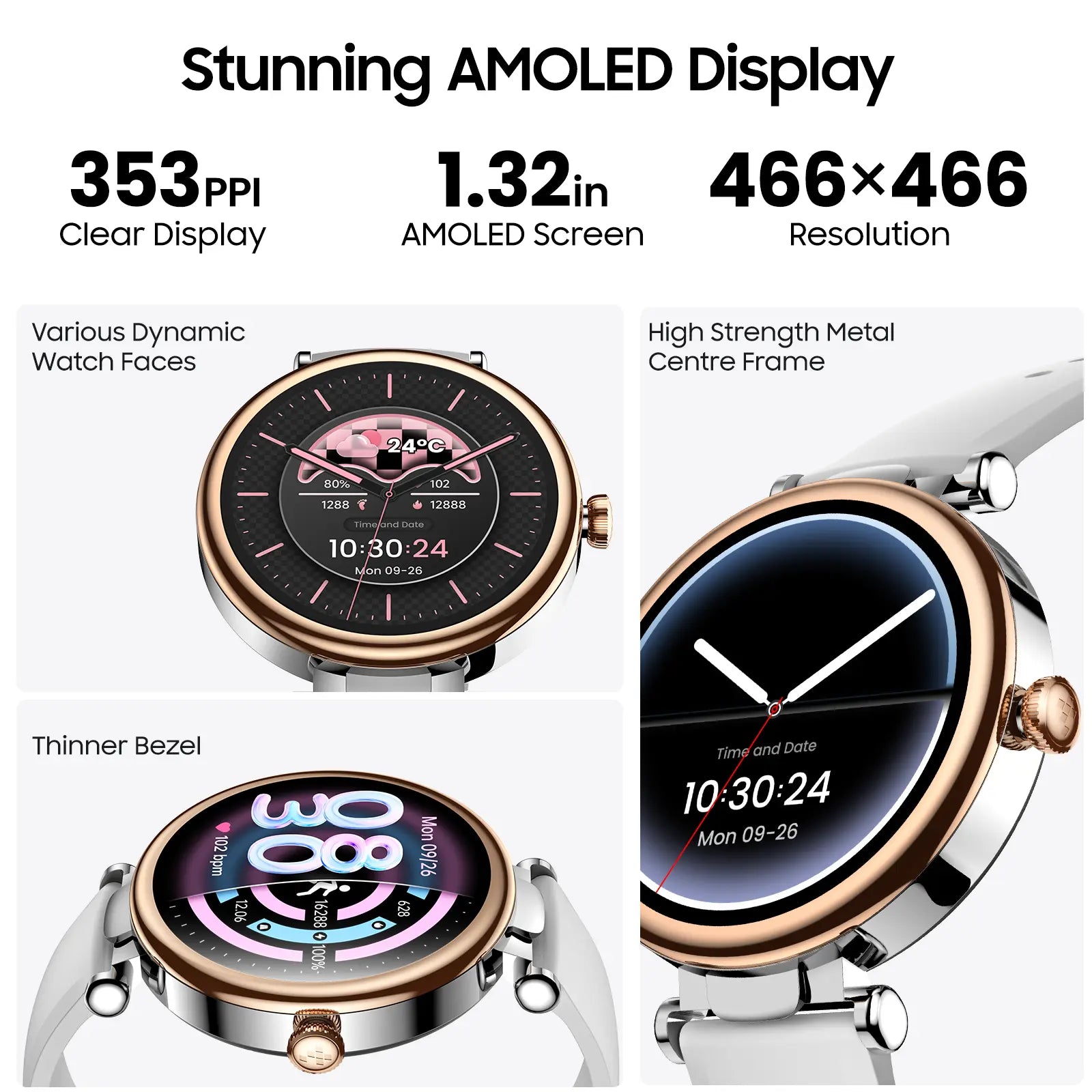 TOZO S8 AMOLED Smart Watch Women 1.32" HD Bluetooth Call Text, 100+ Sports Modes Sleep Stress Tracker, Waterproof Rose Gold Gift for Her Wristwatch Metal Smartwatch Mother'S Day Gift Tiktokshopcreatorpicks