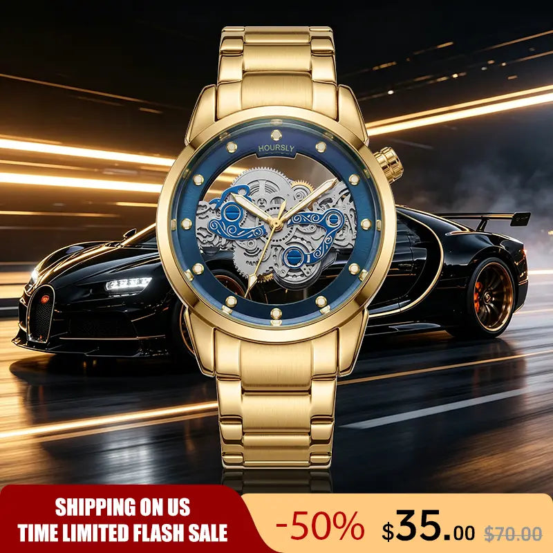 Swiss Quality Skeleton Luxury Timepiece Watch for Men Double Sided Hollow Dial with Luminous Hands Fashion Sport Luxury Timepiece