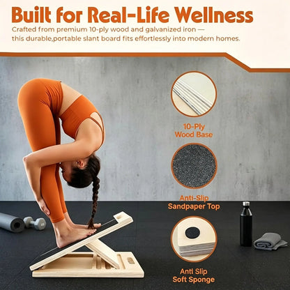 Father'S Day Gift Adjustable Non-Slip Wooden Slant Board for Calf Stretching | Physical Therapy Equipment for Plantar Fasciitis Relief