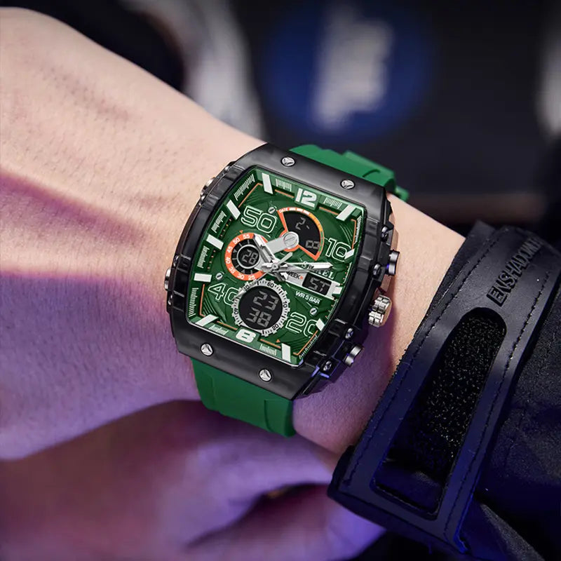 【Summervibes】Men'S Luxury Sport Watch ,Waterproof Dual-Display Wristwatch | Stylish Gift for Him Adjustable Tool Included