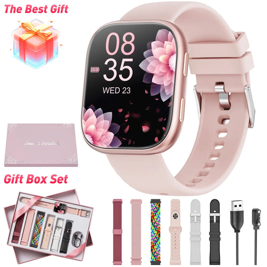 Smartwatch for Women, 1.83-Inch HD Touchscreen Fitness Tracker with Bluetooth Calling, Fitness Watch with Heart Rate/Sleep Monitor/100+ Sports, IP67 Waterproof Smartwatch for Android and Ios（Mothersdaygift）