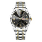 Men'S Luminous Business Simple Quartz Watch - Stainless Steel Band, Gold Accents, Blue Dial with Date & Day Indicator