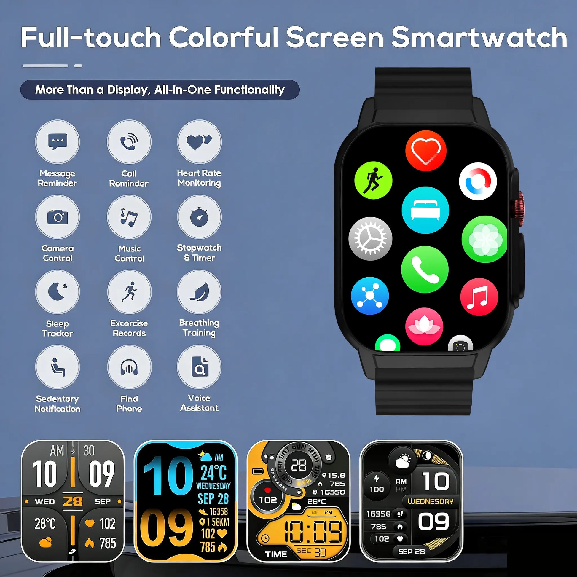 2026 NEW Upgraded Fitness Smartwatch 2.02" Full HD Display IP68 Waterproof Bluetooth Calling 24/7 Heart Rate Sleep Monitoring Perfect for Sports Business Wear - Durable, Wearable