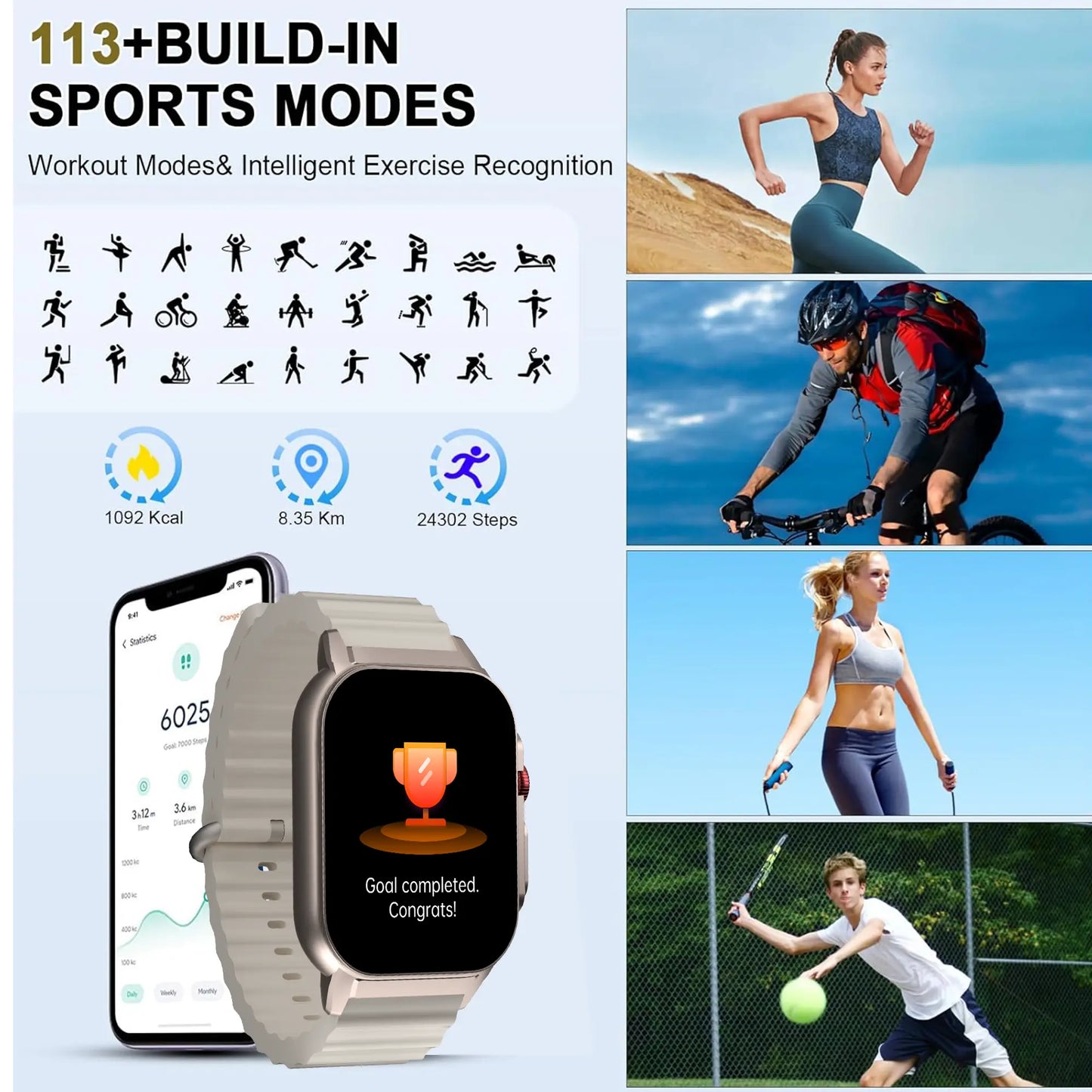 [Live Special Gift] Buy 1 Get 1,– 2.02" HD Smartwatch, Bluetooth Calling, Health Tracker + Free Straps