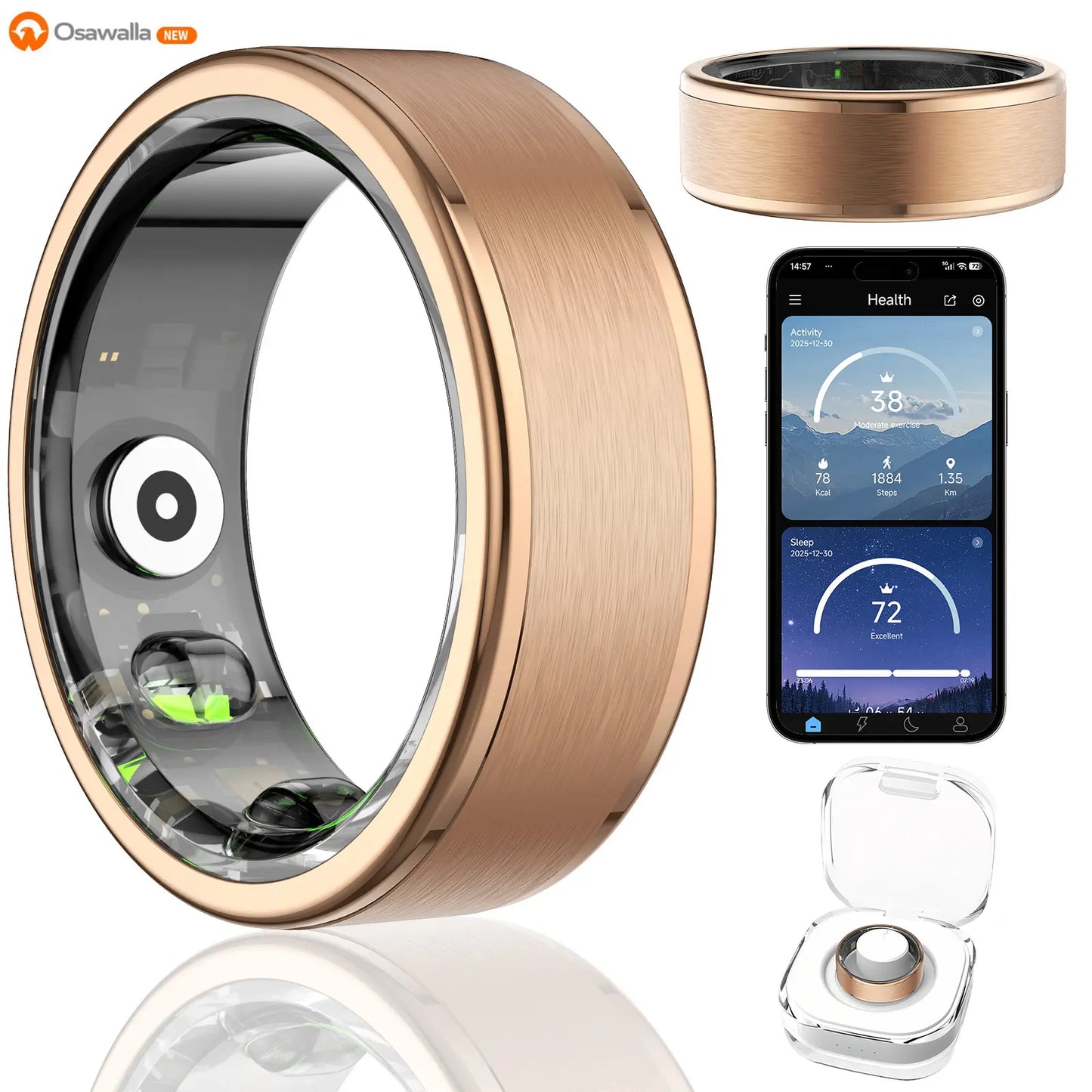 2026 New Smart Ring Health Tracker for Women and Men,5Atm Waterproof ,Fitness Monitor, Sleep Tracker ,No App Subscription