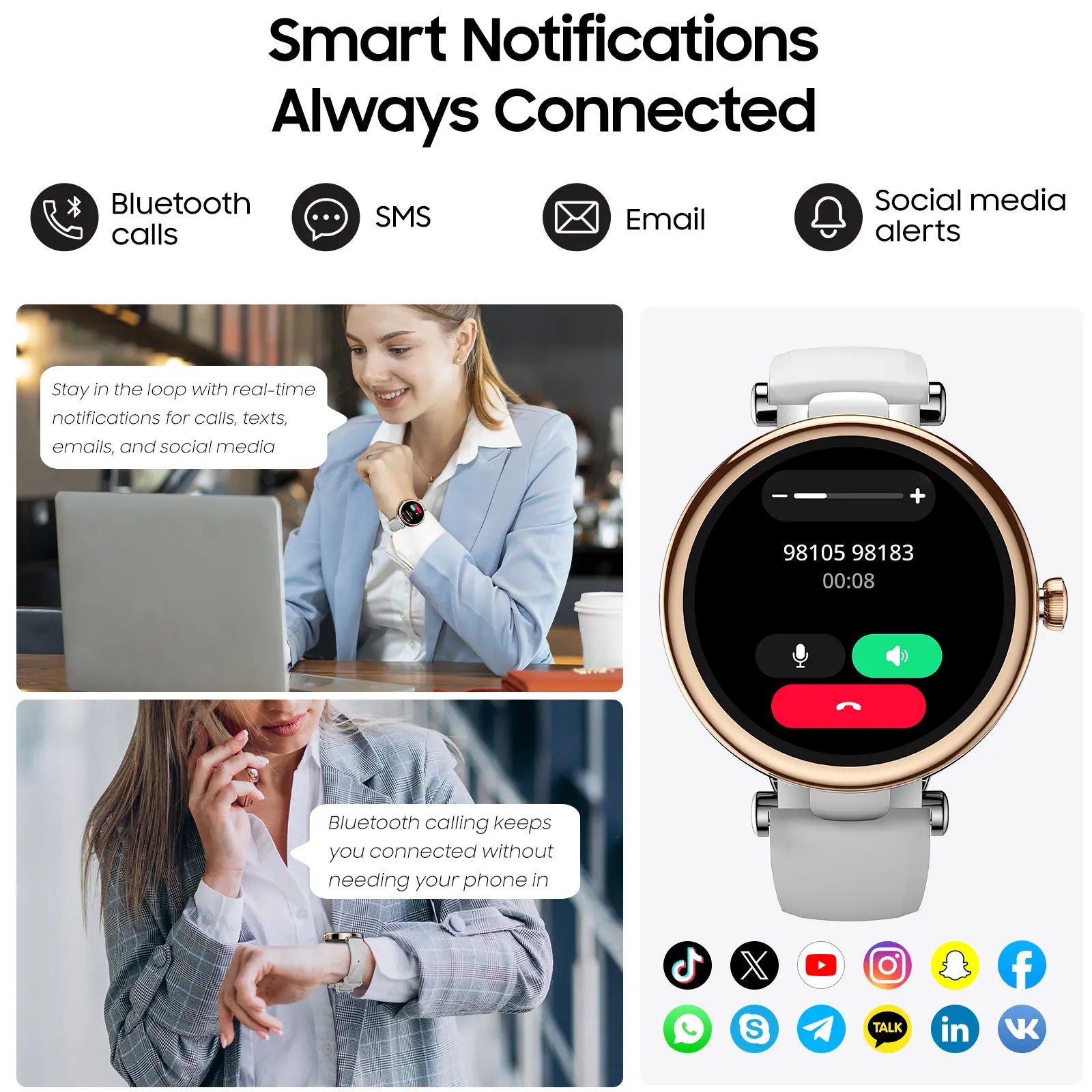 TOZO S8 AMOLED Smart Watch Women 1.32" HD Bluetooth Call Text, 100+ Sports Modes Sleep Stress Tracker, Waterproof Rose Gold Gift for Her Wristwatch Metal Smartwatch Mother'S Day Gift Tiktokshopcreatorpicks