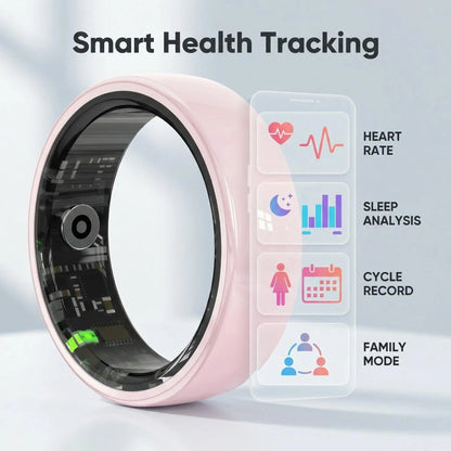 Pink Ceramic Smart Ring for Women, Fitness & Sleep Tracker, Heart Rate & Stress Monitor, Cycle Tracking, IP68 Waterproof, 3–5 Day Battery, Ios & Android, Charging Case#Summervibes