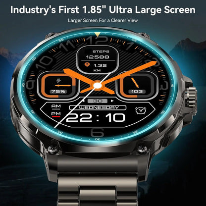 Smart Watches for Men(Answer/Make Call), Health Smart Watch, Android Smartwatch, 1.85" round Big Screen Fitness Tracker, Waterproof Fitness Watch for Android/Ios Phones