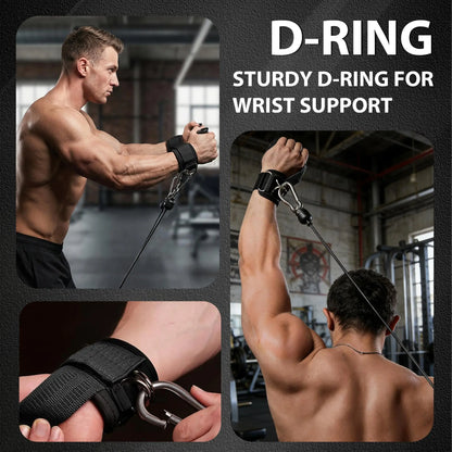 Non‑Slip Weightlifting Wrist Straps with D Rings | Neoprene Padded Lifting Wrist Wraps for Gym, Deadlifts & Cable Workouts for Men & Women