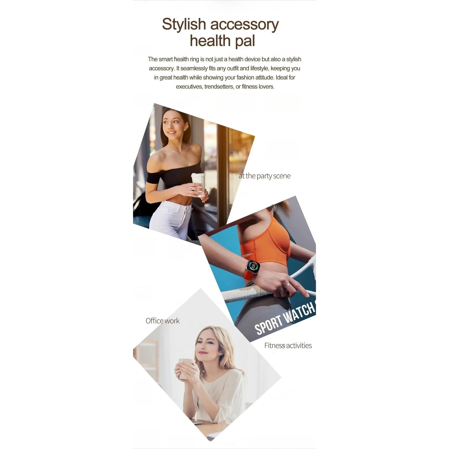 Fitness Smart Ring for Men Women 5ATM Waterproof, Heart Rate Spo2 Sleep Tracker Multi‑Sport Mode Summer Vibes Smart Ring