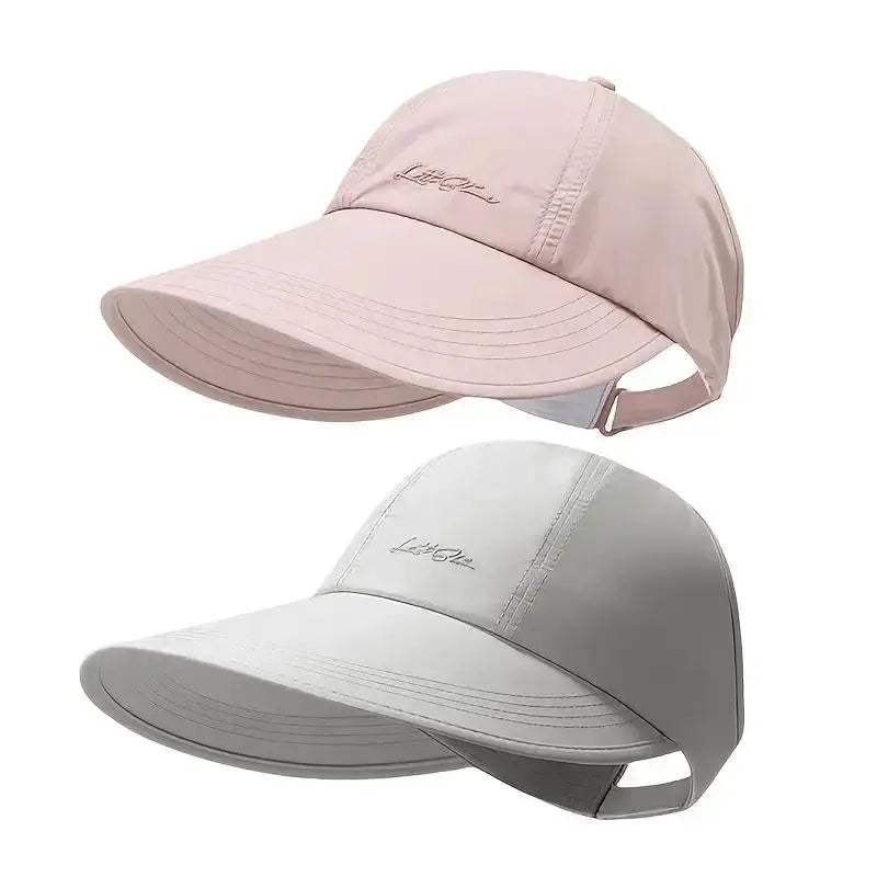 2-Pack UPF Sun Protection Baseball Hat for Men and Women - Lightweight, Adjustable Velcro Closure, Wide Brim Outdoor Sports Hat, All-Season Elastic Design (White/Gray/Black)