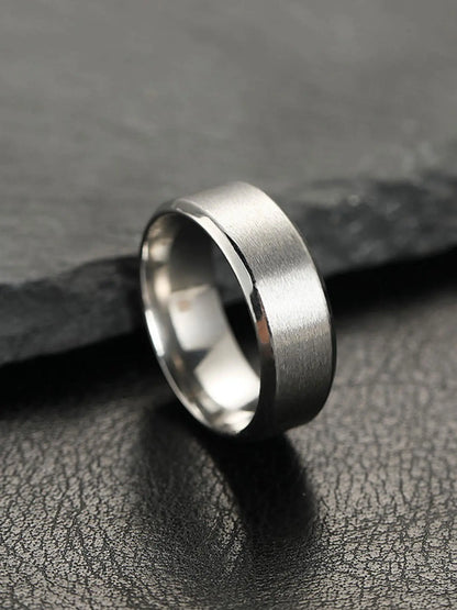 Summer 2024 Simple Design Plain Stainless Steel Ring, Daily Casual Versatile Unisex Design Accessories for Women Men