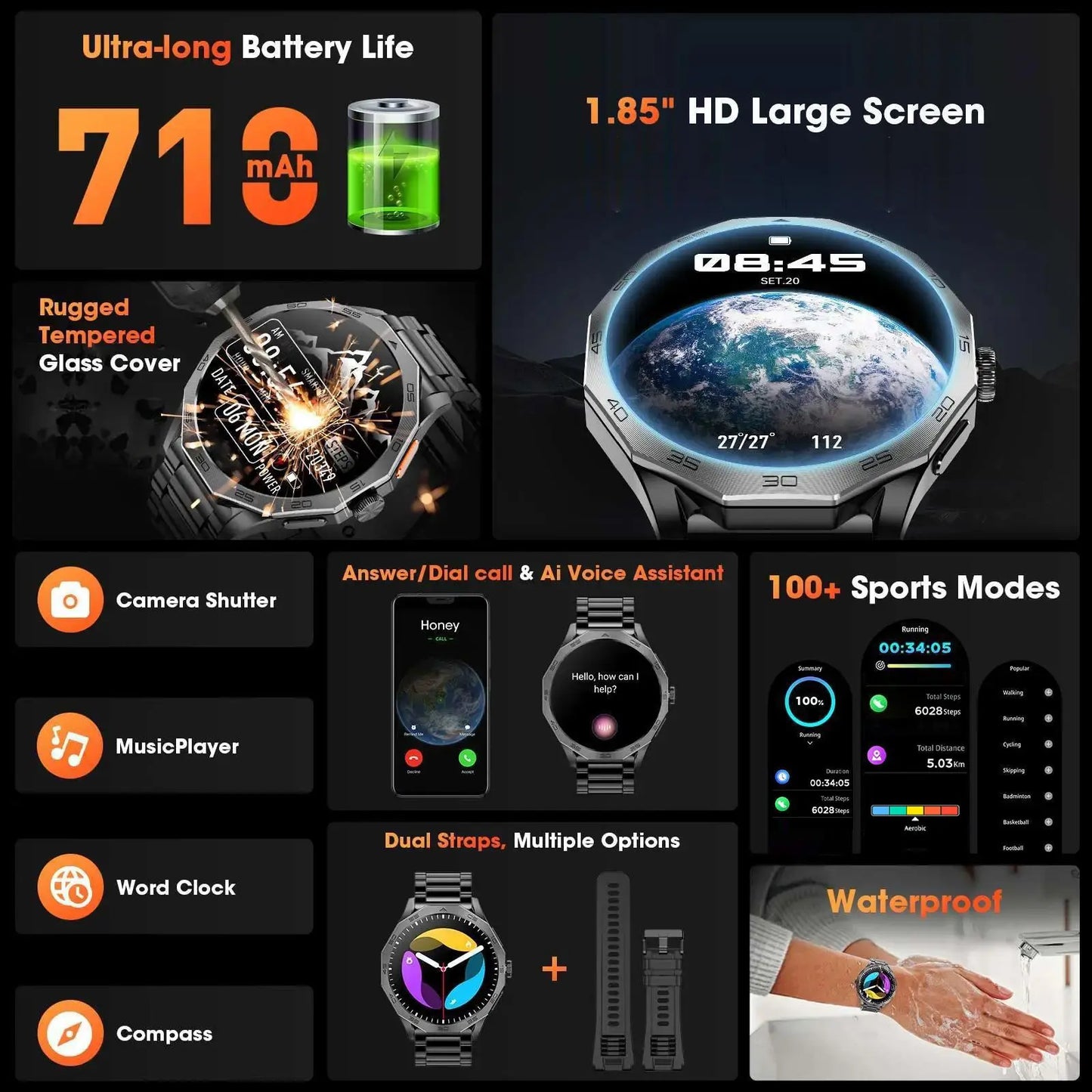 Multifunctional Smart Watch, Fashion Digital Watch, Waterproof Sports Watch for Women & Men, Fitness Smartwatch, Wearable #GLOBAL PICKS