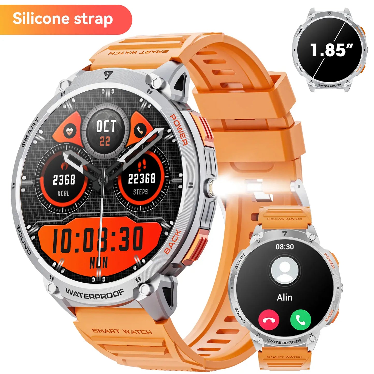 Multifunctional Smart Watch, Fashionable 1.85" round HD Digital Watch with Make/Answer Call, Waterproof Sports Watch, Sports Tracking Smartwatch for Women & Men, Men'S Tech Gadgets 2024, Cyber
