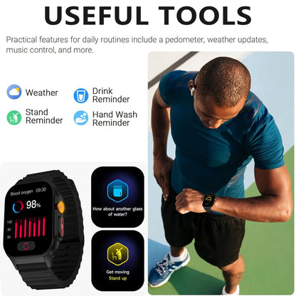 2026 NEW Upgraded Fitness Smartwatch 2.02" Full HD Display IP68 Waterproof Bluetooth Calling 24/7 Heart Rate Sleep Monitoring Perfect for Sports Business Wear - Durable, Wearable