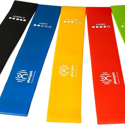 Phat2Phit Mini Loop Resistance Exercise Bands with Varying Intensity Levels, Exercise Resitance Band Sets, Set of 5