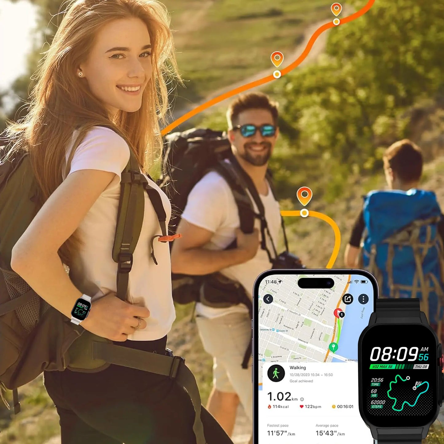 [Live Special Gift] Buy 1 Get 1,– 2.02" HD Smartwatch, Bluetooth Calling, Health Tracker + Free Straps