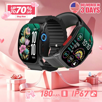 [Live Special Gift] Buy 1 Get 1,– 2.02" HD Smartwatch, Bluetooth Calling, Health Tracker + Free Straps