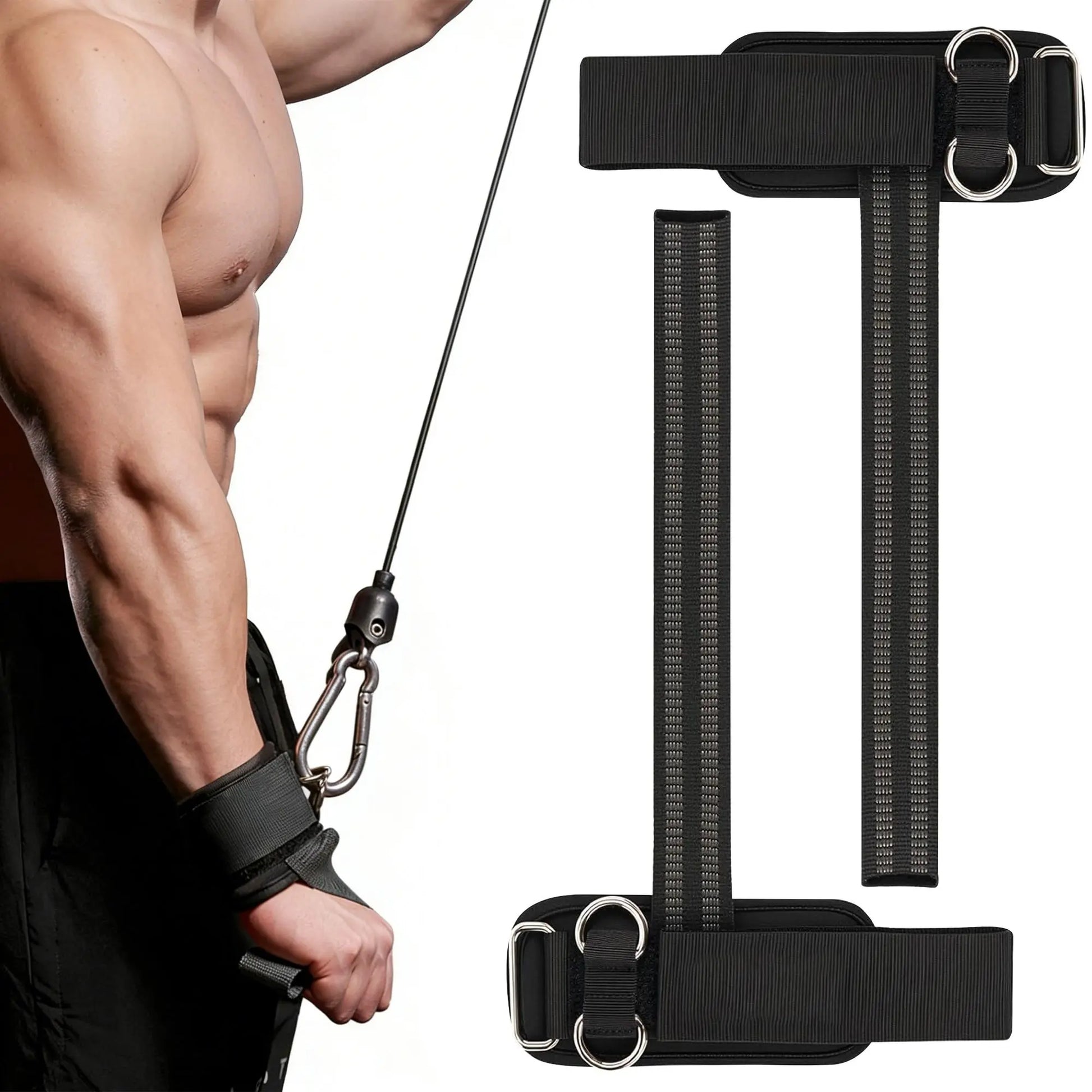 Non‑Slip Weightlifting Wrist Straps with D Rings | Neoprene Padded Lifting Wrist Wraps for Gym, Deadlifts & Cable Workouts for Men & Women