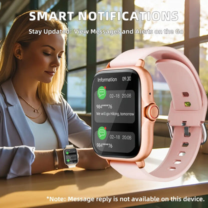 New Touchscreen Smartwatch, Android, USB Rechargeable, Bluetooth-Compatible Call & Message Alerts, Multiple Sports Modes, Stainless Steel Band, Gift for Family Friends