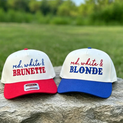 Red White & Blone Trucker Hat for Women – 4Th of July Patriotic Baseball Cap, Funny America Snapback, Country Girl Summer Hat, Adjustable USA Cap