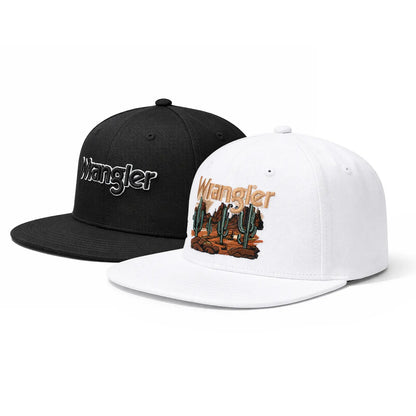 Auction Product-Wrangler Trucker Hat Flat Brim Hats 2-Pack – Embroidered Canvas Snapback Caps for Men & Women, Adjustable, One Size Fits All