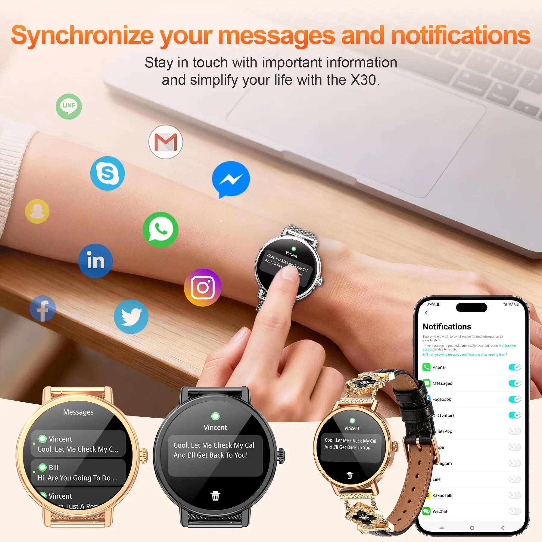 Multifunctional Smart Watch for Men & Women with HD Touchscreen, Daily Activity Tracker, Step Counter, Notification,Sports Watch