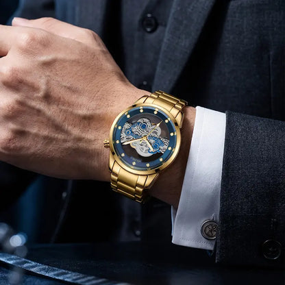 Swiss Quality Skeleton Luxury Timepiece Watch for Men Double Sided Hollow Dial with Luminous Hands Fashion Sport Luxury Timepiece