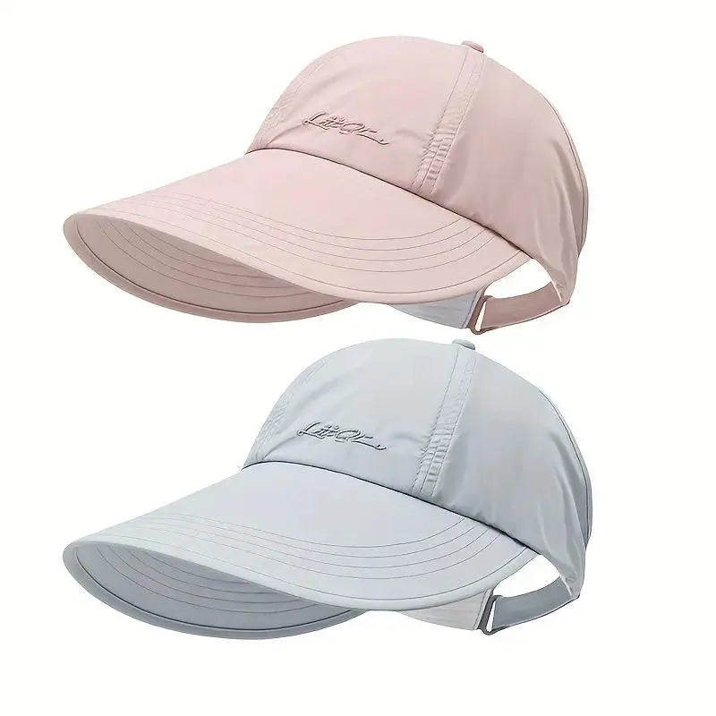 2-Pack UPF Sun Protection Baseball Hat for Men and Women - Lightweight, Adjustable Velcro Closure, Wide Brim Outdoor Sports Hat, All-Season Elastic Design (White/Gray/Black)