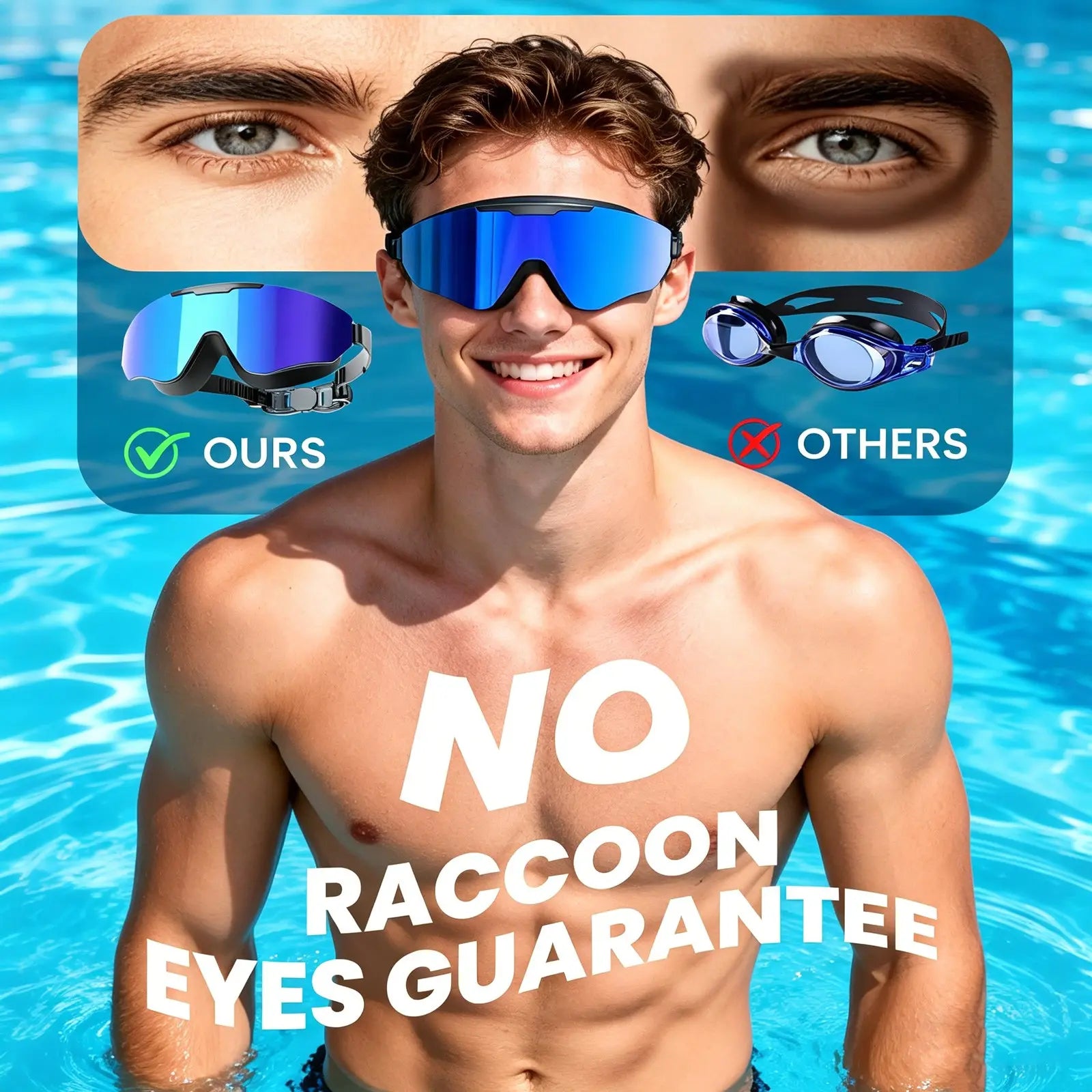 2 Pack Adult Swim Goggles with Earplugs, Anti-Fog 180° Wide View UV Protection Pool Swimming Goggles for Adult Youth Men Women, 3-Color UV Lens Water Goggles