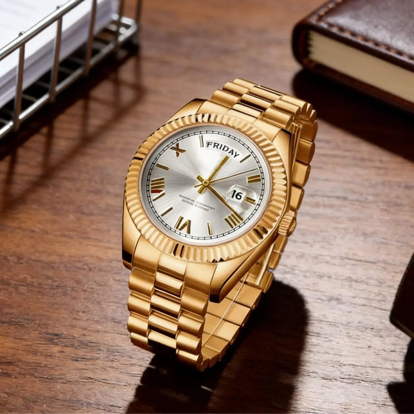 Classic Men'S Business Quartz Wristwatch round Dial with Date, Elegant All-Match Watch with Gift Box, Perfect Gift for Daily and Party