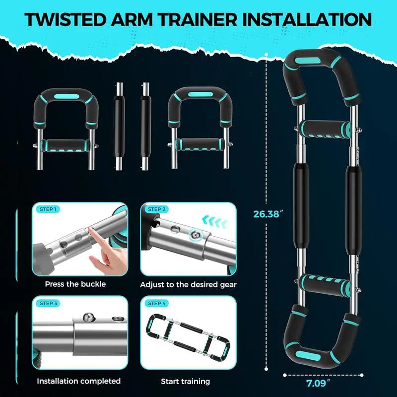 Arm Trainer, 60-120Lb Adjustable Chest Workout Equipment, Arm Trainer, Arm Strength Trainer, Portable Power Twister Bar,Portable Spring Resistance for Home Workout Equipment Weightifting Straps