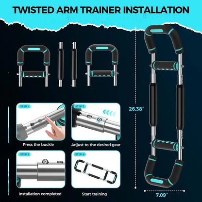 Arm Trainer, 60-120Lb Adjustable Chest Workout Equipment, Arm Trainer, Arm Strength Trainer, Portable Power Twister Bar,Portable Spring Resistance for Home Workout Equipment Weightifting Straps