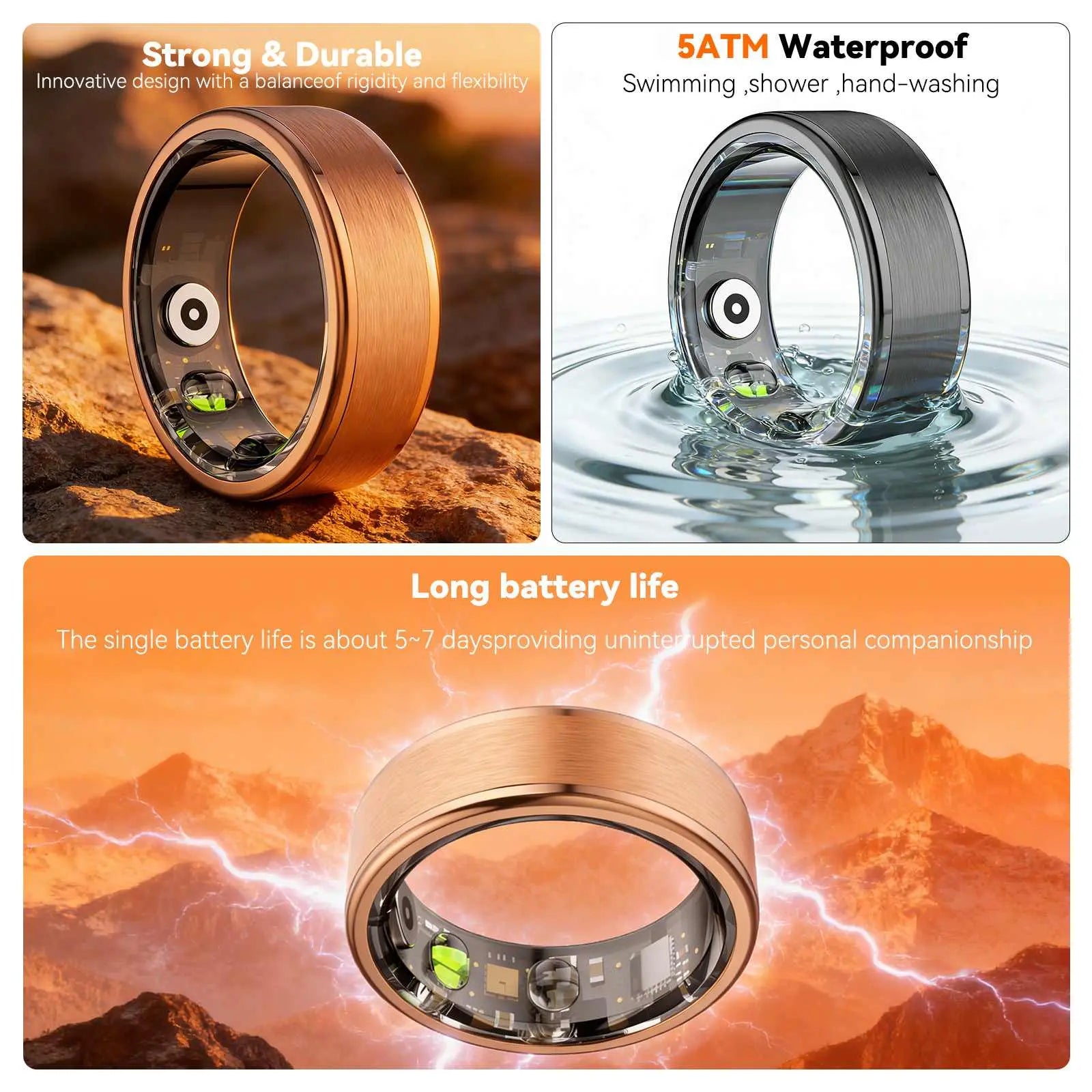 2026 New Smart Ring Health Tracker for Women and Men,5Atm Waterproof ,Fitness Monitor, Sleep Tracker ,No App Subscription
