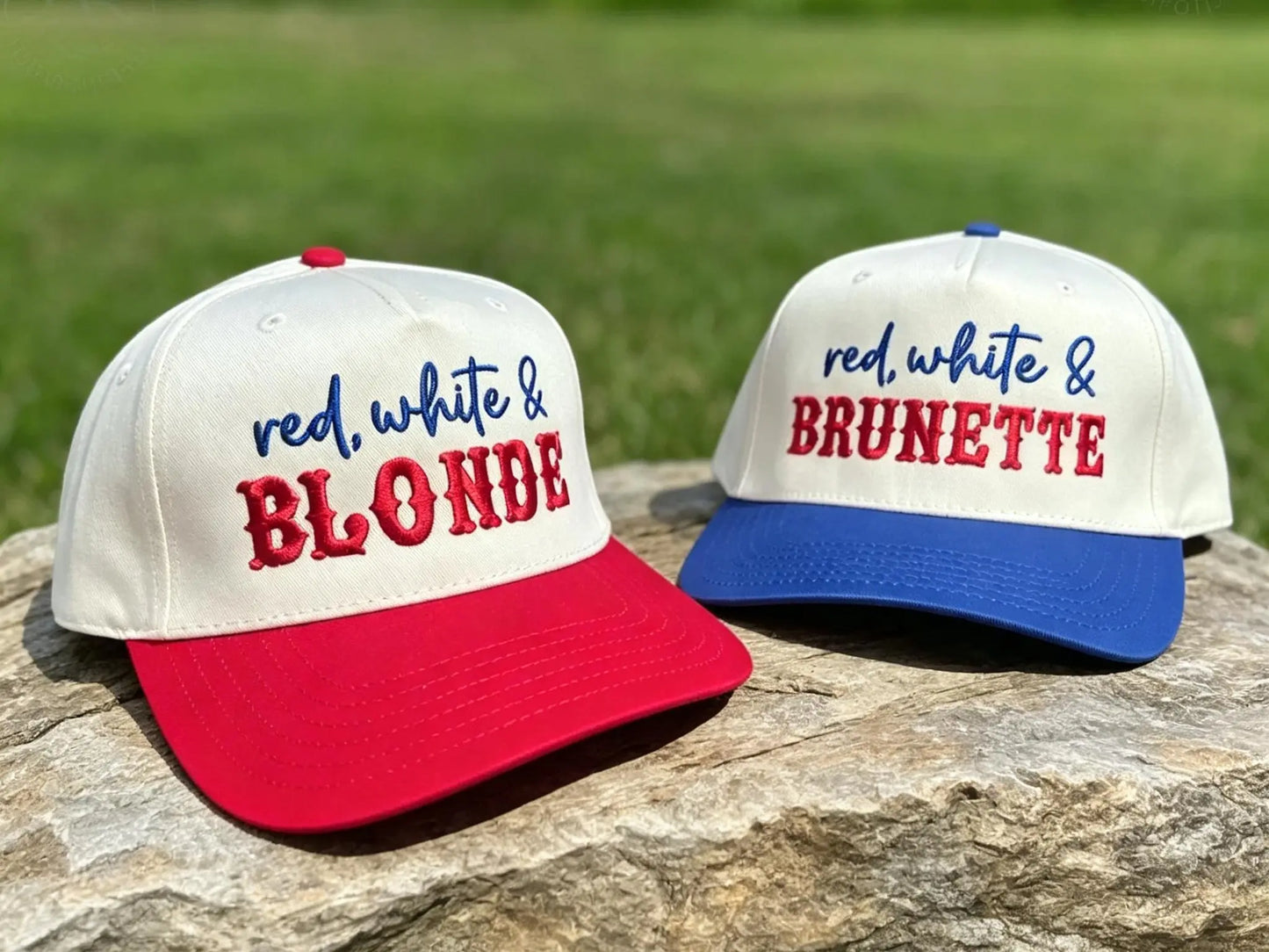 Red White & Blone Trucker Hat for Women – 4Th of July Patriotic Baseball Cap, Funny America Snapback, Country Girl Summer Hat, Adjustable USA Cap