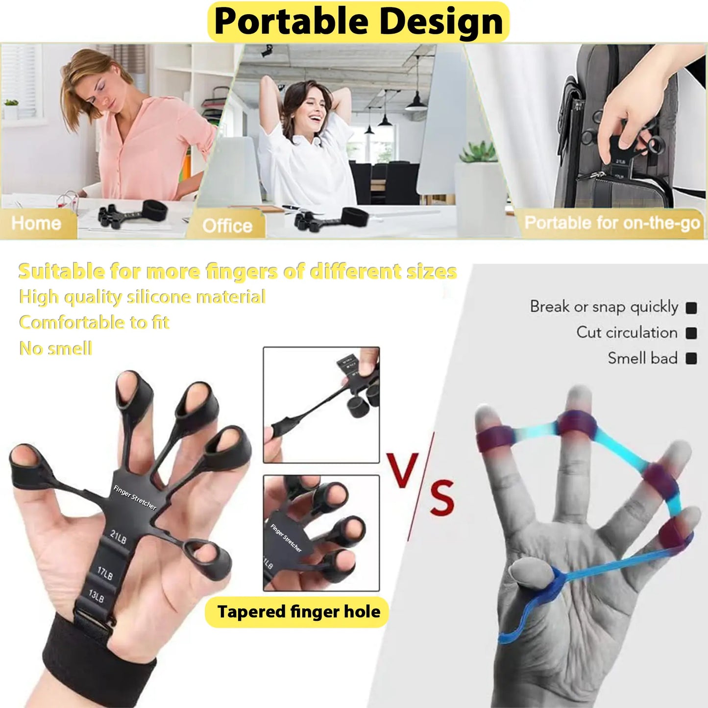 Hand Grip Strengthener 5Pcs, Grip Strength Trainer, Adjustable Forearm Gripper(11-132Lb), Finger Stretcher(13,17,21Lb), Hand Strength Ring(30, 50Lb) and Finger Exerciser(4Lb)