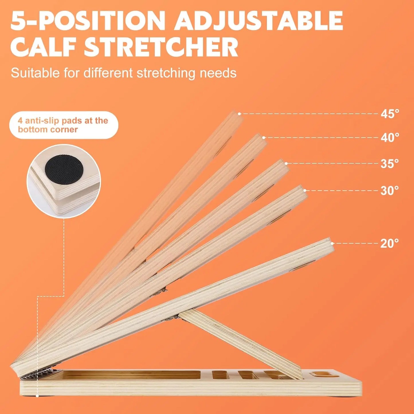 Father'S Day Gift Adjustable Non-Slip Wooden Slant Board for Calf Stretching | Physical Therapy Equipment for Plantar Fasciitis Relief